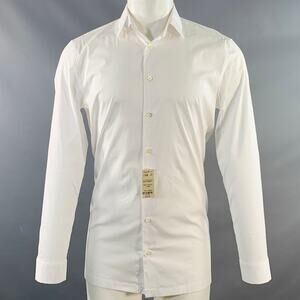 PAUL STUART Size M White Cotton Blend Slim Fit Long Sleeve Shirt